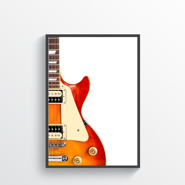 Gibson Les Paul Print, Downloadable Print, Wall Decor, Home Decor, Guitar, Gibson Sunburst, Gift for Musician, Music Art