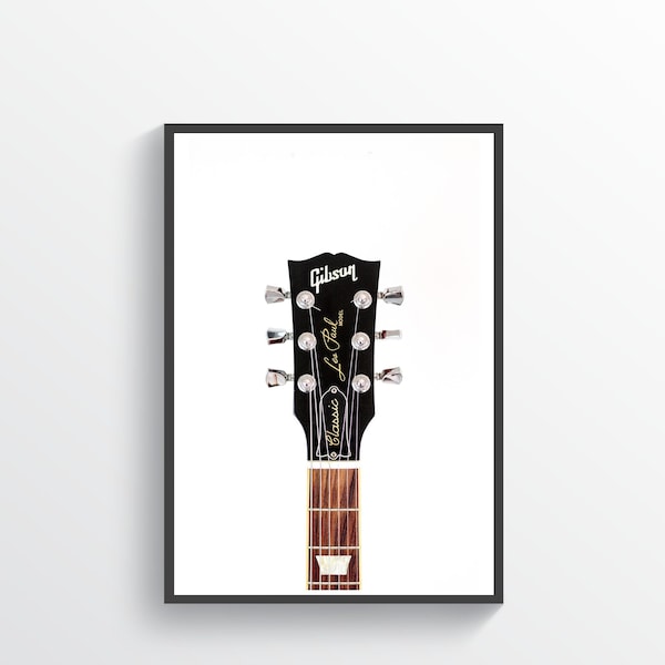 Gibson Les Paul Head, Downloadable Print, Wall Decor, Home Decor, Guitar, Rock n Roll Artwork, Musician Gift