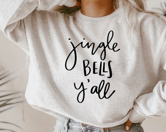 Jingle Bells Y'all Svg. Merry Christmas SVG/DXF/PNG. Christmas Svg. Holiday Svg. Cutting Files. Hand Lettered Svg. Svg Cricut and Silhouette