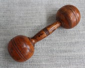 Antique Vintage Wood Dumbell - No ID Marks - Slight wear beautiful patina. This little guy is only a 1 2 LB 2 1 2 quot x 8 quot c.1880 - 1890