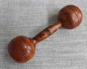 Antique Vintage Wood Dumbell - No ID Marks - Slight wear beautiful patina. This little guy is only a 1 2 LB 2 1 2 quot x 8 quot c.1880 - 1890