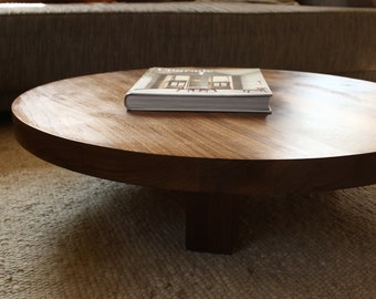 Coffee table living room table round solid American walnut oiled solid wood single piece/unique