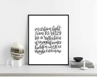 Eneagrama Cuatro (4) - Letras de Sleeping At Last - Letras a mano imprimibles - Arte del Eneagrama - Impresión digital - 8x10