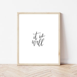 It Is Well - Printable Hand Lettering - Wall Art - Digital Print - Christian Song Lyrics
