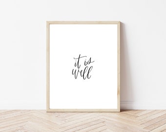 Está bien - Letras a mano imprimibles - Arte de pared - Impresión digital - Letras de canciones cristianas