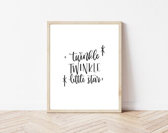 Twinkle Twinkle Little Star - Letras a mano imprimibles - Arte de pared - Impresión digital - Canción de cuna - Guardería
