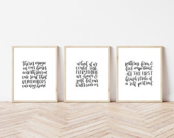 Enneagram Triads (Body, Heart, Mind) - Sleeping At Last Lyrics - SET OF 3 - Letras de mano imprimibles - Eneagram Art - Impresión digital - 8x10