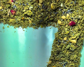 no.7 rose lavender jasmine feverfew chamomile raspberry marshmallow - organic HERBAL BLEND MIX