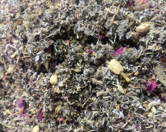 no.71 tulsi (holy basil) jasmine, rose, raspberry, mullein, damiana herbal blend mix