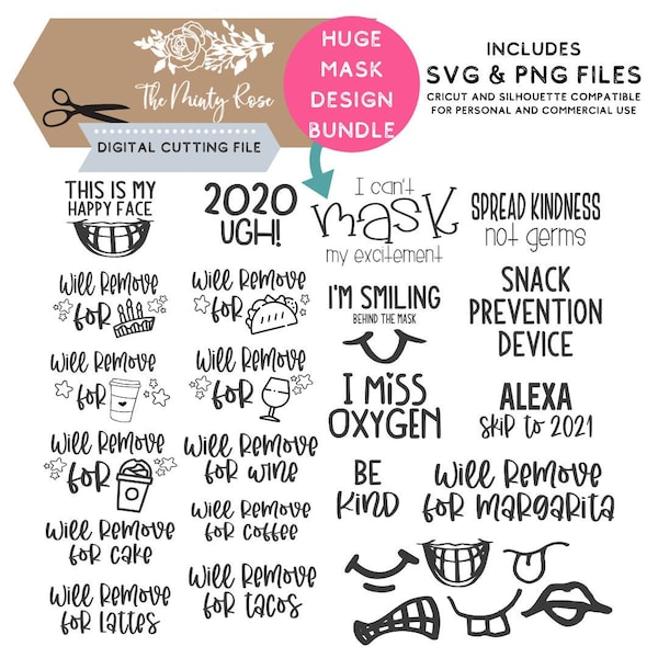 Face Mask Quotes SVG Bundle, Face Mask SVGs, personalized face mask svgs, funny face masks svgs, png svg Cutting Machines, Commercial Use