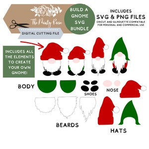Gnome SVG, Build a Gnome, Gnome DIY bundle, Design your gnome, DIY Christmas Gnome, svg, png cutting files for Cricut Silhouette