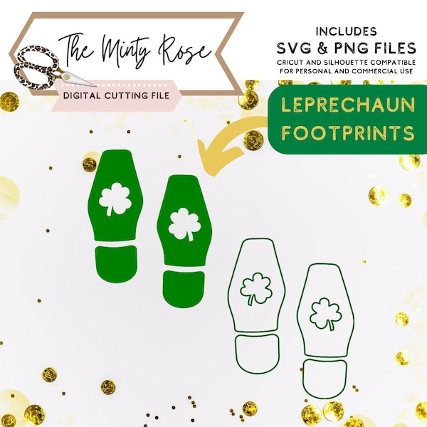 Leprechaun tracks, clover, Leprechaun foot prints, Leprechaun hunt svg, png, cutting files for cricut