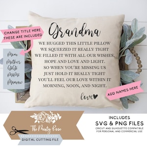 Hug Pillow for grandma svg, mothers day, DIY gift idea, Personalized pillow svg, svg, png, cutting machine, cutting files for cricut