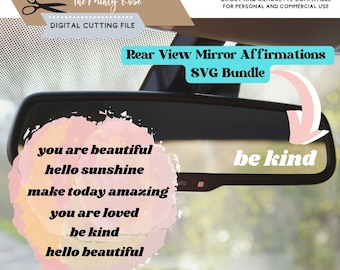 Rear View mirror decal svg, hello beautiful svg, car decal svg, DIY gift for her digital download affirmations for her, cutting file, cricut