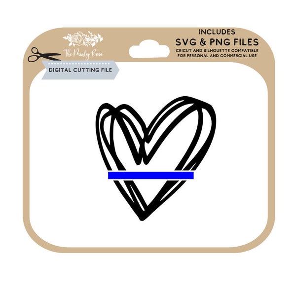 Thin blue line svg, thin blue line heart, blue lives matter, awareness heart svg, png, svg, cutting files for cricut and silhouette