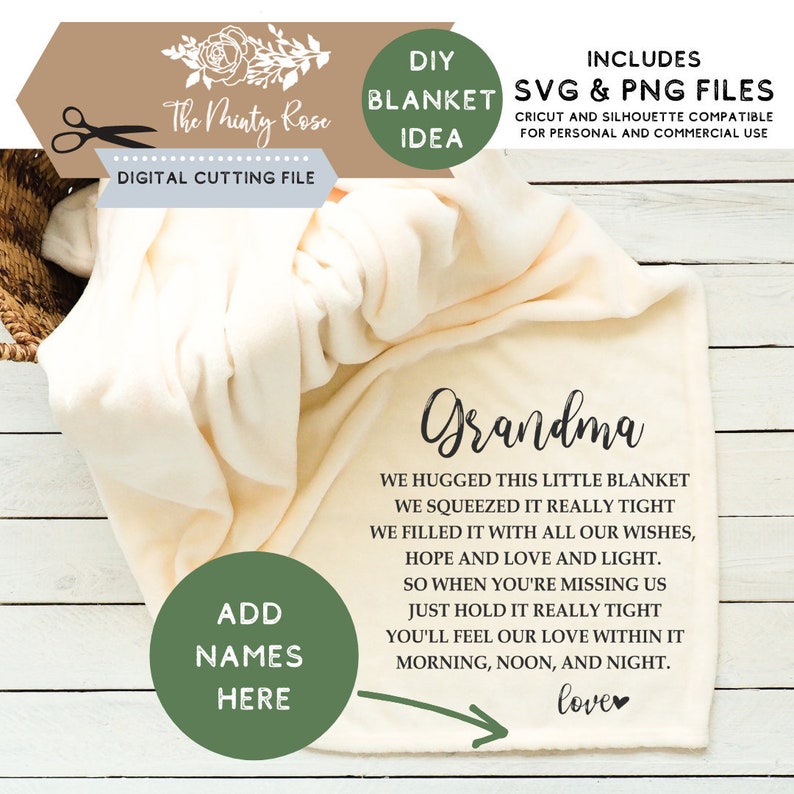 Hug Blanket for Grandma Svg Mothers Day DIY Gift Idea Etsy