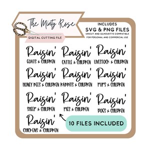 Raisin' poulet et enfants paquet svg, bovins, bétail, lapins, moutons, ferme, lime à découpe cricut, poulet aux raisins, vie à la ferme