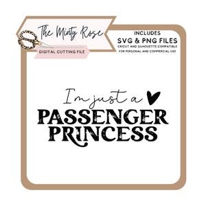 Princesa passageira svg, svg desgastado, decalque de carro para ela, design de camisa para ela, svg, png