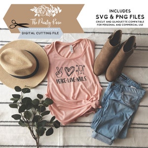 Vrede liefde Nagels svg, nagel baas, kleur straat, directe verkoop, Nagellak, svg, png, cricut en silhouet compatibel, snijden vijlen