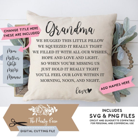 Download Hug Pillow For Grandma Svg Mothers Day Diy Gift Idea Etsy