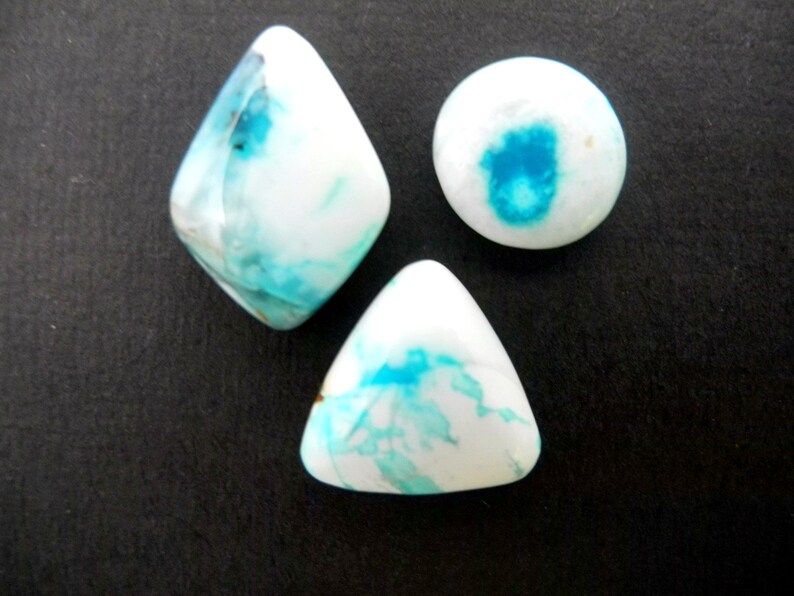 3 pcs Natural Indonesian Fossil Wood Opal Cabochons Blue opal Pendant Gift.Gemstone.Healing.Reiki.Meditation.Tool.Craft. Jewelry making