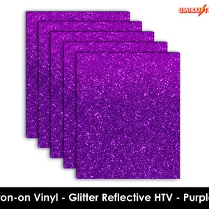 Glitter HTV, Heat Transfer Vinyl, 7.5x12 Inch Sheets, Glitter