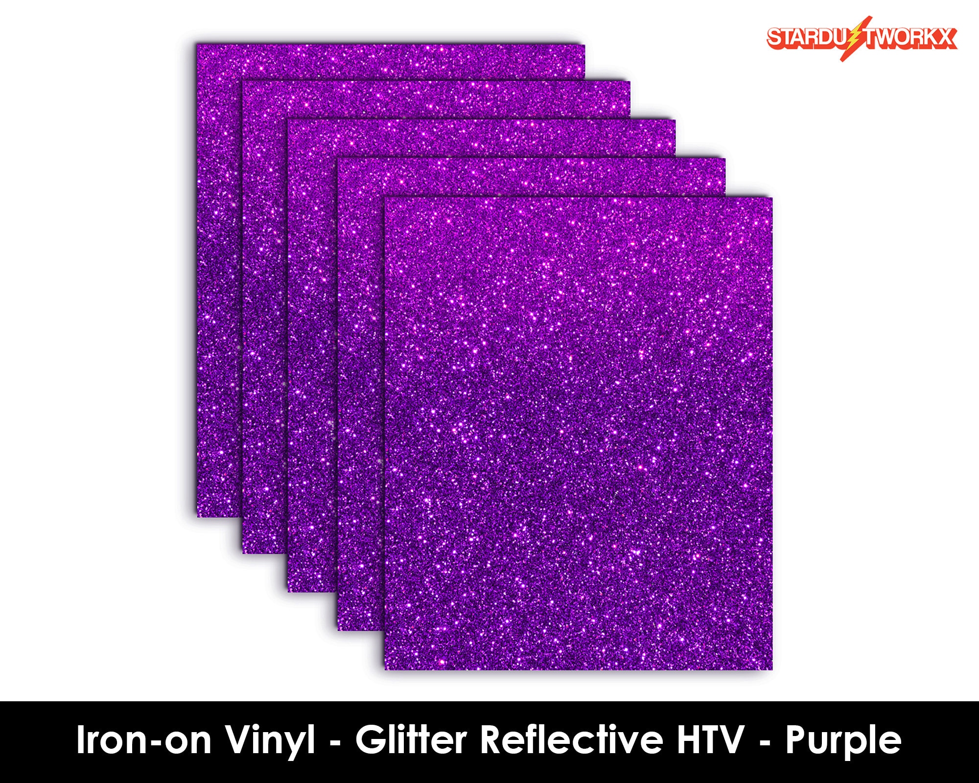 Stardustworkx Glitter Reflective HTV Purple 10 X 12 Heat Transfer