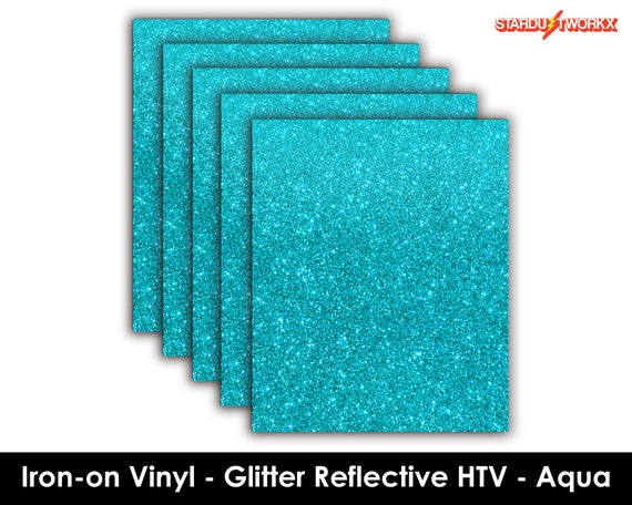Stardustworkx Glitter Reflective HTV Aqua 10 X 12 Heat Transfer