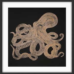 Large Octopus Original Linocut Print