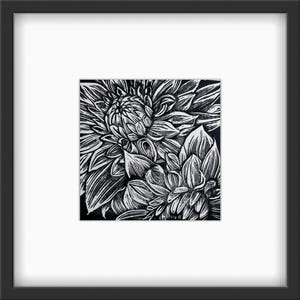 Dahlias Linocut