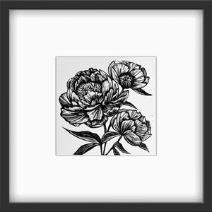 Peonies Linocut