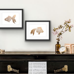 Japanese Goldfish - pair of original Linocut prints