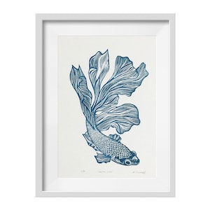 Betta Fisch Original Linoldruck (Ungerahmt)