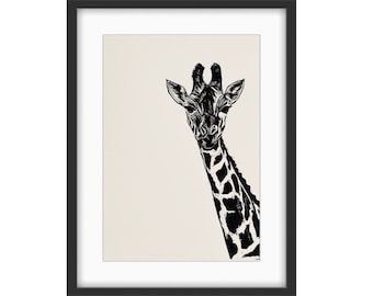 Gerry Giraffe Original Linocut Print (Unframed)