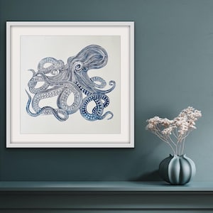 Large Octopus Original Linocut Print
