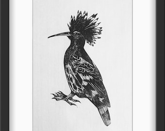 Hoopoe Original Linocut Print (Unframed)