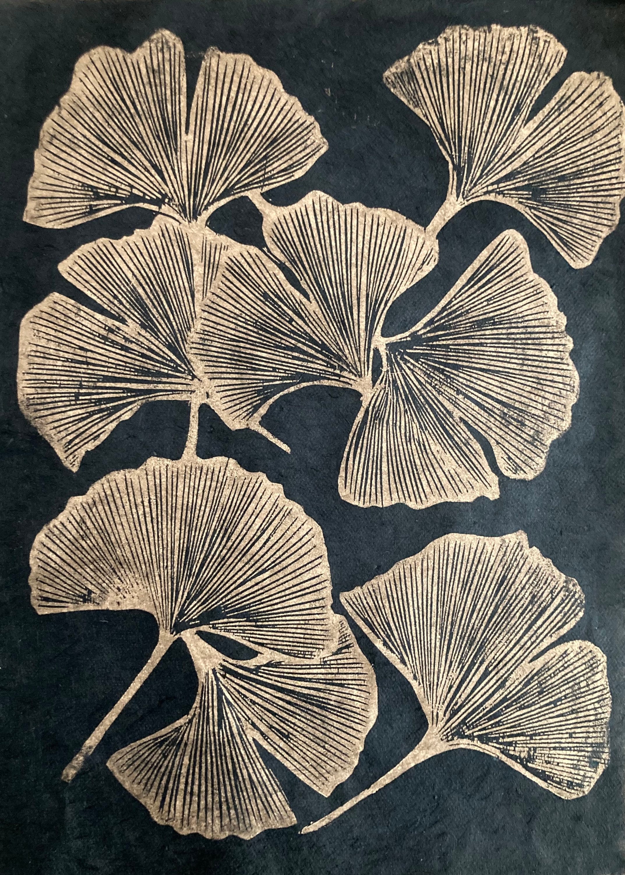 Ginkgo Leaves Original Woodcut Print