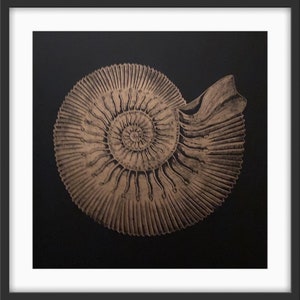 Large Ammonite Original Linocut Print