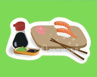 Sushi Sticker - Salmon Sushi Sticker - Japanese Food - Food Decal | Waterproof Vinyl Sticker