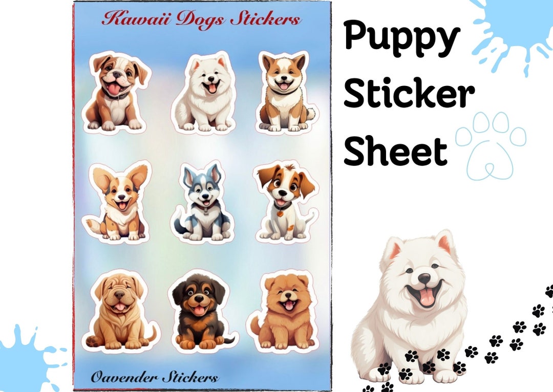 Kawaii Puppy Sticker Sheet Dog Sticker Sheet Paw Sticker Planner ...