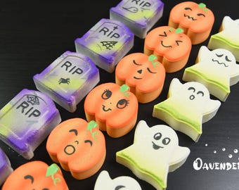 Halloween Fall Bath Bomb Set: Ghost, Pumpkin, RIP (All Hand-Painted)