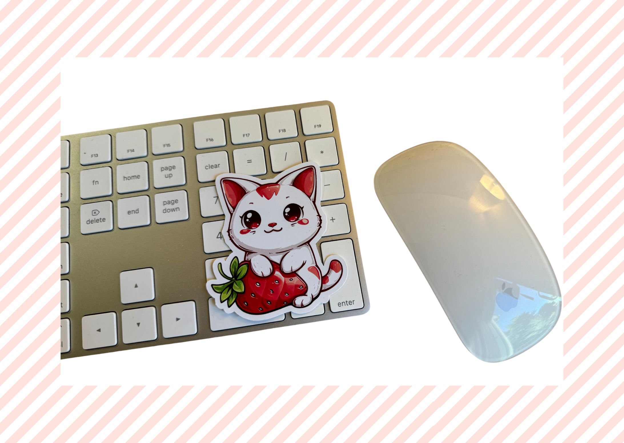 Strawberry Cat Sticker - Cat Vinyl Sticker - Cat Sticker - Strawberry ...