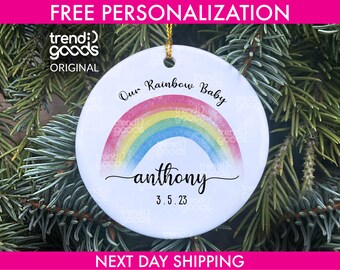 Rainbow Baby Personalized Christmas Ornament, New Addition Christmas Ornament, Just Born Ornament, Welcome Home Ornament, Baby Due Ornament