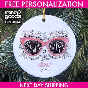 Sunglasses Personalized Christmas Ornament, Shopaholic Ornament, Sun Lover Ornament, Christmas Beach Ornament 2024, My Happy Place Ornament