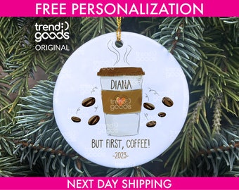 Coffee Personalized Christmas Ornament, Espresso Ornament, Coffee Lover Ornament, Coffee Ornament, Barista Themed Ornament, Coffee Cup Gift