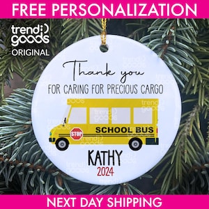 Thank You For Caring Bus Driver, Holiday Gift For Bus Driver, Ornament For Bus Driver, Thank You Bus Driver, Thank You Ornament 2024, Xmas