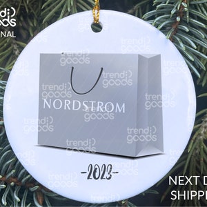 Nordstrom Personalized Christmas Ornament, Shopaholic Holiday Ornament, Holiday Ornament, Fashion 2023 Ornament, Shopping Addiction Ornament image 2