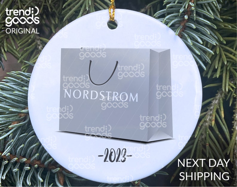 Nordstrom Personalized Christmas Ornament, Shopaholic Holiday Ornament, Holiday Ornament, Fashion 2023 Ornament, Shopping Addiction Ornament image 2