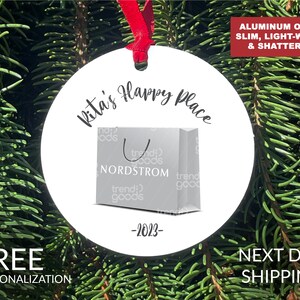 Nordstrom Personalized Christmas Ornament, Shopaholic Holiday Ornament, Holiday Ornament, Fashion 2023 Ornament, Shopping Addiction Ornament image 3