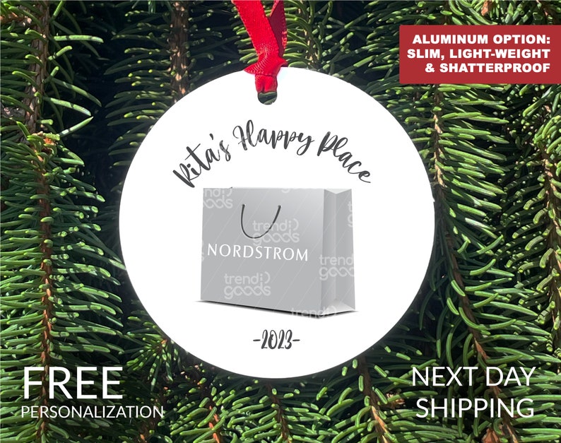 Nordstrom Personalized Christmas Ornament, Shopaholic Holiday Ornament, Holiday Ornament, Fashion 2023 Ornament, Shopping Addiction Ornament image 3